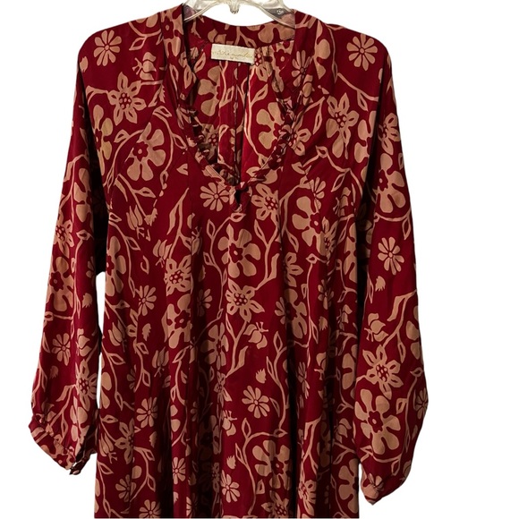 NATALIE MARTIN FIORE MAXI RED FLOWERS WHIMSICAL FAIRY BLOUSON BOHO M - Picture 8 of 16